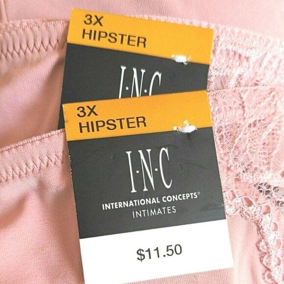 BOGO INC International Concepts Women Lace Inset Hipster Panties Pink 3X NEW Lot - Picture 3 of 8